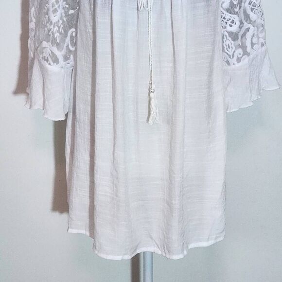Unique Spectrum White Sheer Blouse with Lace Sleeves NWT Size 1X White Top - Picture 4 of 10